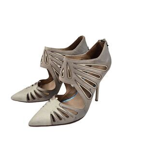 LAMB Gwen Stefani Stiletto Heels Cutouts Womens Size 8 Taupe Beige